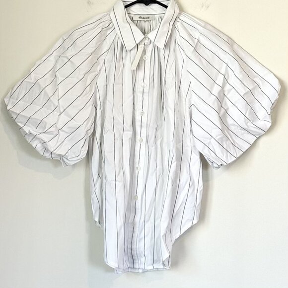 NWT Madewell Shirred Bubble-Sleeve Button-Up Shirt - Size: Medium - Picture 2 of 16